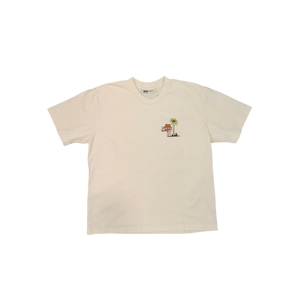 818 Tequila Outpost Graphic T-Shirt Off-White Cream Short Sleeve Size Large